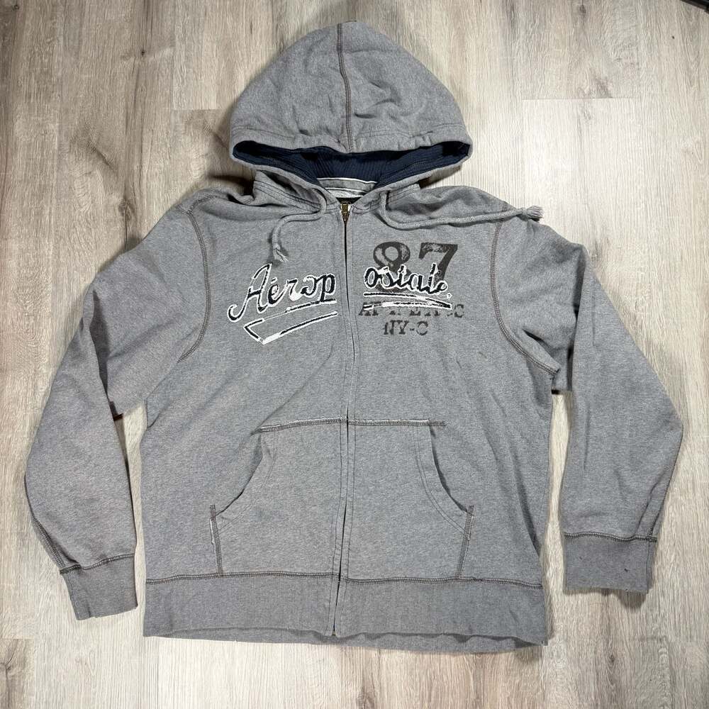 Mens Aeropostale 87 NY-C Graphic Full-Zip Hoodie Y2K Skater Grunge Size XL